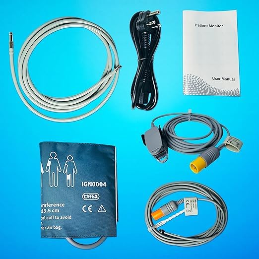 Image of OTICA CMS 5100 Patient Monitor for Hospitals | Measures Heart Rate, SpO2, Arm Blood Pressure, Temperature | Vital BP Monitor for Patient (CMS 5100 with Adult Accessories), Multicolor