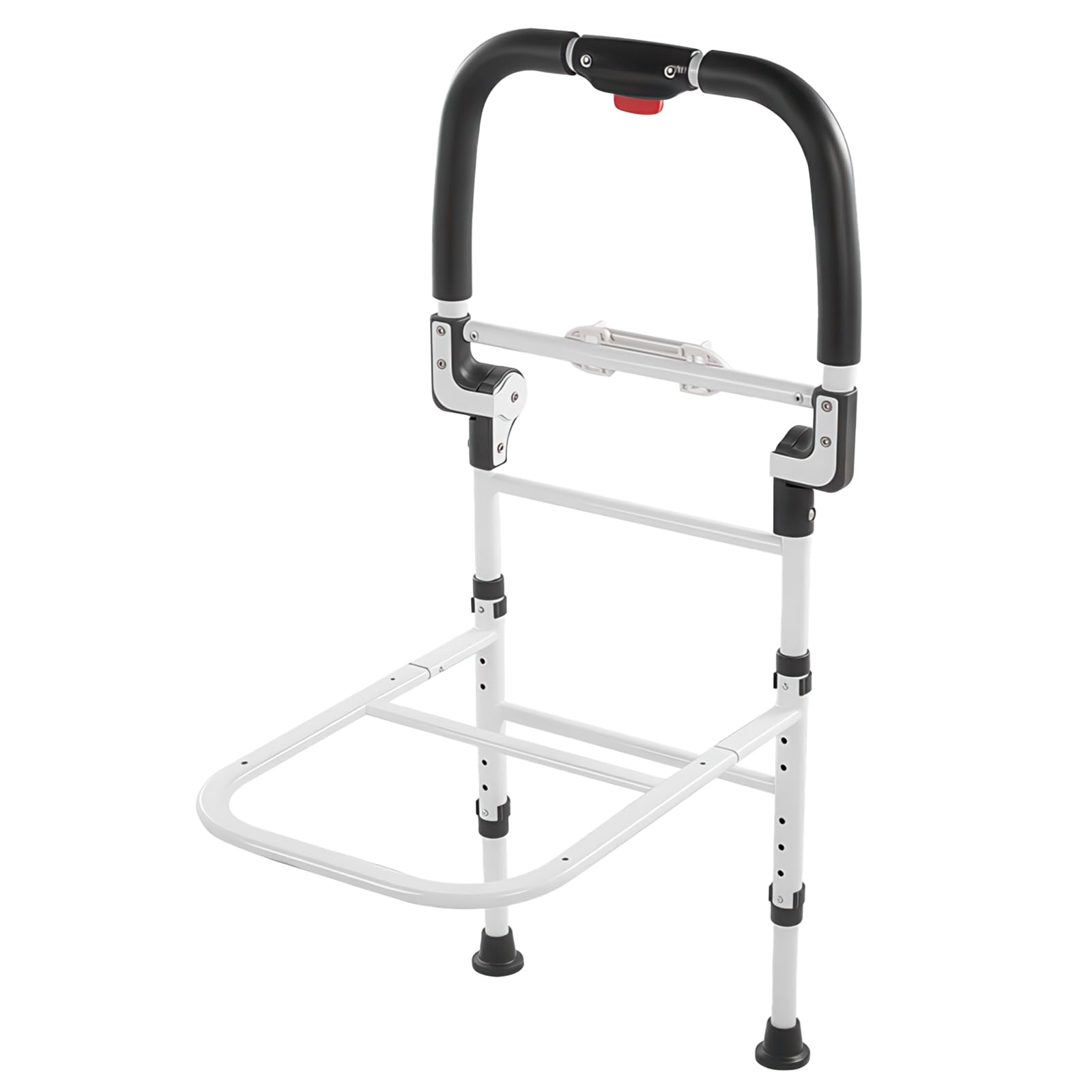 Garvee Barandilla de cama para adultos mayores - Altura ajustable, plegable con patas y apoyo lateral - Estructura de acero resistente, soporta 150 kg - Luz de movimiento con 3 modos, mecanismo de