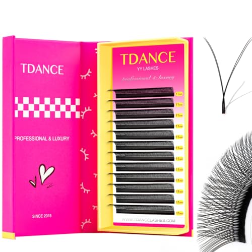 TDANCE YY Lash Extensions Premade Volume Eyelash Fans YY Lashes Matte Black W Lashes Extensions(YY-C-0.07 8-15 mm)
