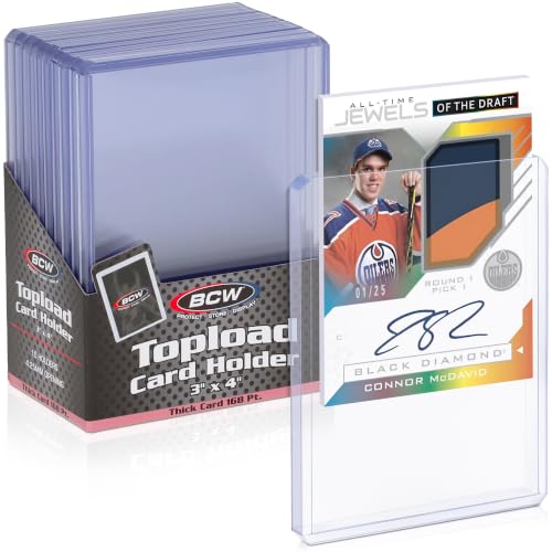 BCW Thick Card Topload Holder | Holds Relic Patch and Jersey Cards | Protective Card Sleeves for Collectibles and Trading Cards | Protective Rigid Plastic Display Card Holder (168 pt. / 4.25 MM)