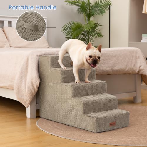Image of Aodisman Dog Stairs for High Beds 22.6 inch H, 5-Step Pet Steps for Small Dogs