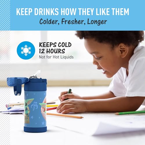 Image of THERMOS FUNTAINER Water Bottle with Straw, 12oz, Mandalorian The Child