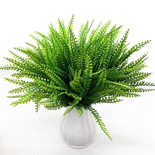 CATTREE Artificial Fern Shrubs, Plastic Plants Boston Ferns Grass Fake Bushes Greenery Leaves Wedding Indoor Outdoor Home Garden Verandah Office Table Centerpieces Arrangements Decoration Red 6 Pack