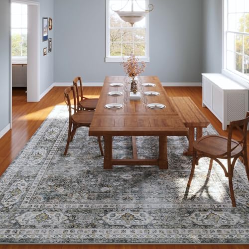Image of Rugcomf Area Rug 5x7 for Living Room Washable Vintage Non Slip, Grey