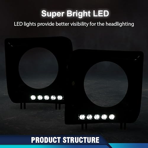 Miniatura 8 de PIT66 Par de bisel de faros delanteros negros con LED DRL y arnés de cables compatible con Mercedes Benz Clase G W463 G63 G65 G500 G550 G55 AMG