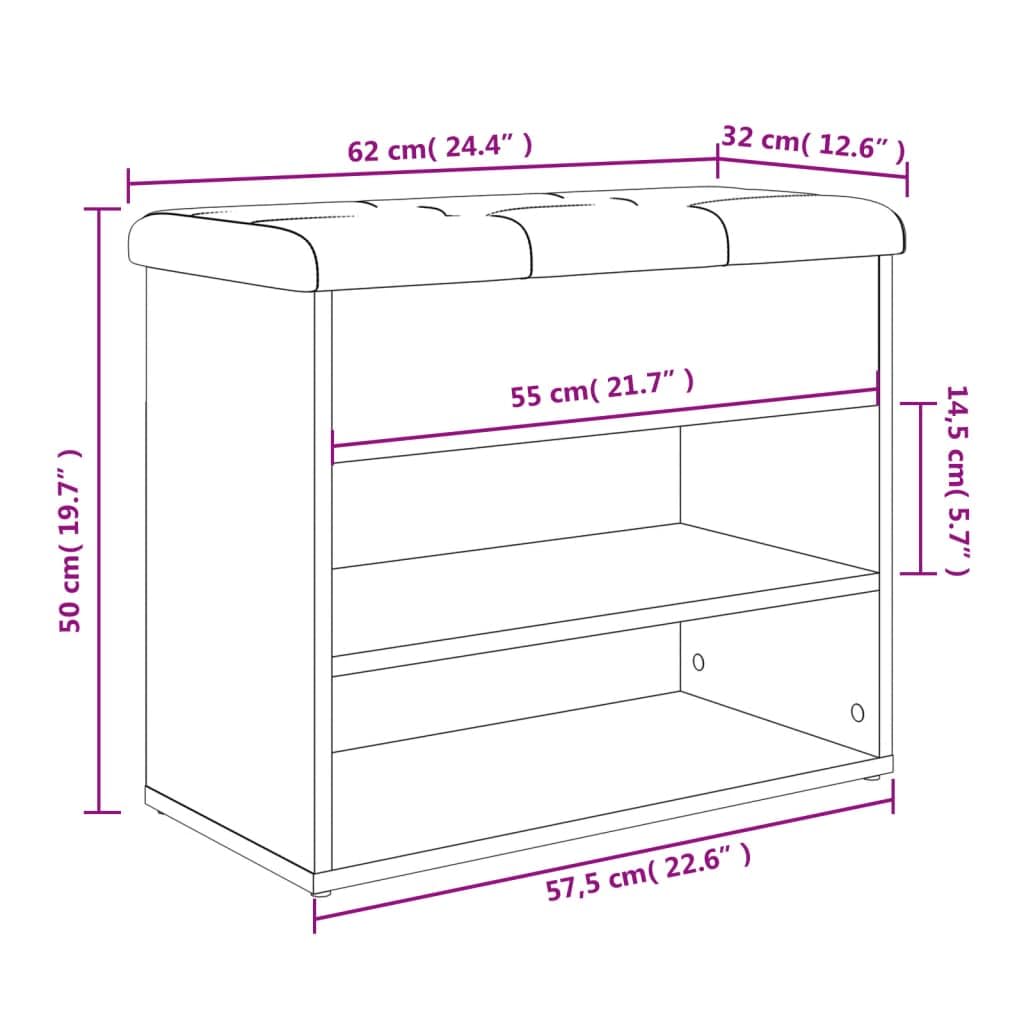 vidaXL Banco Zapatero, Asiento con Almacenaje, Mueble para Zapatos Juguetes Calzado, Banco para Salón Pasillo, Madera de Ingeniería Roble Sonoma