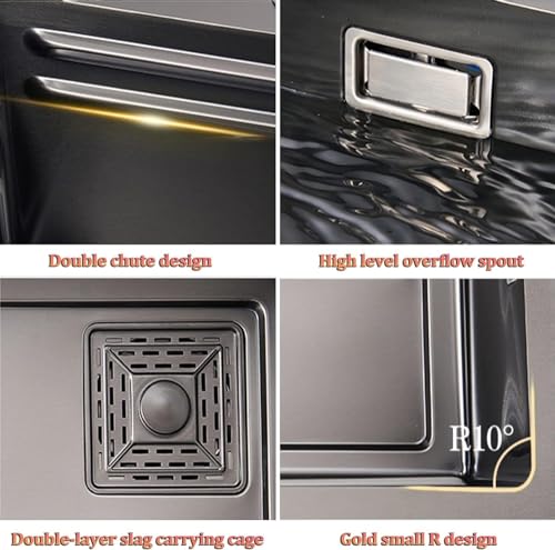 Image of ARQUIN Kitchen Sink 30 inchx18 inchx9 inch Inch Waterfall Kitchen Sink Premium Stainless Steel with Anti Scratch Honeycomb Design Integrated Pull-down Faucet with Cup Washer & Drain Basket