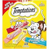 Temptations Creamy Puree Squeezable Lickable Cat Treats, Wet Cat Treats with Beef, Salmon, Chicken, and Tuna Variety Pack, 0.42 oz. Tubes, 48 Count