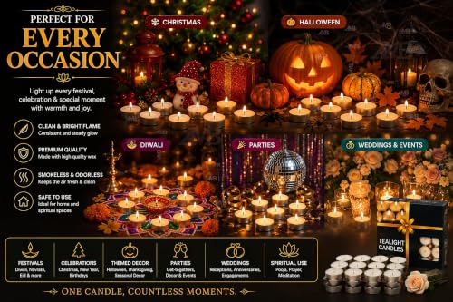 Image of AMB 50 Pcs Color Wax Tealight Candles for Diwali Home Decoration