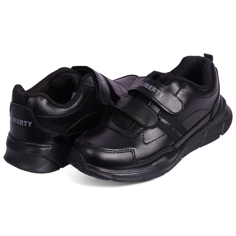 Image of Liberty Boy's & Girl's Hook & Loop School Uniform Shoes with EVA Sole | Stylish & Lightweight | Comfortable Footbed | Memory Foam Insole