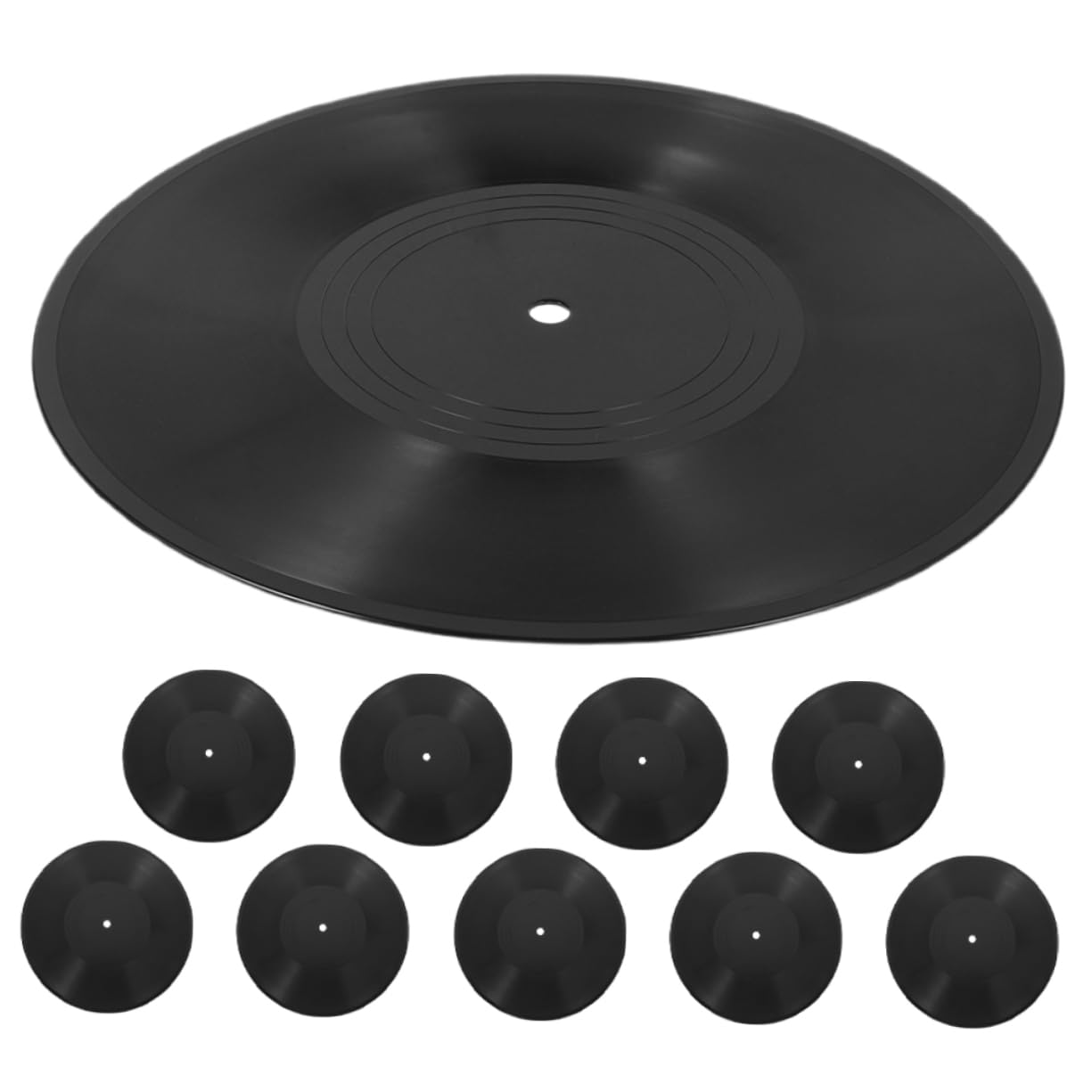 Luxshiny 10 Pezzi Decorazioni Muro Vinile Nero 12 Pollici Vinile Finto in Plastica, Facile da Installare, Stile Vintage per Arredamento Hiphop e Ambienti Musicali