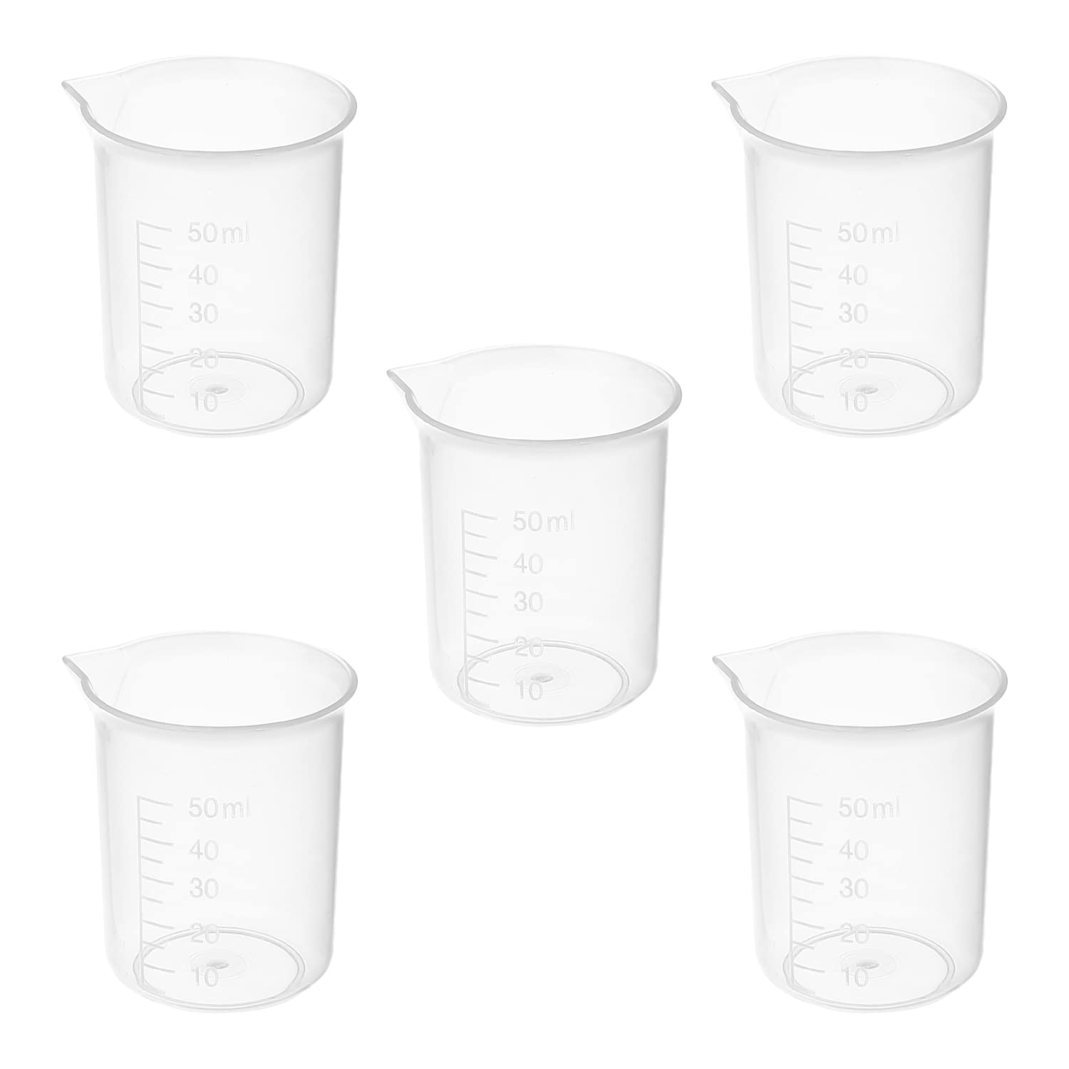 Othmro 5pcs 50ml Measuring Cup Plastic, Small Measuring Jug Plastic Liquid Container Graduated Beaker for Baking Cooking Kitchen Lab Measure Tool