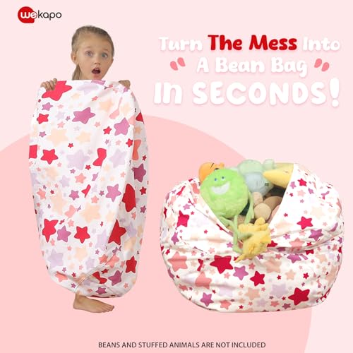 image for WEKAPO Stuffed Animal Storage Bean Bag Chair Cover for Kids | Stuffabl