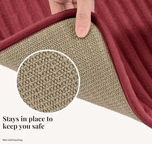 Image of SANMARINO Ultra Soft Memory Foam Bath Mat 16 inch x 24 inch | Non-Slip, Thick & Water Absorbent Bathroom Rug | Quick Dry Shower Floor Mat | Bath Rug for Bathroom & Home Decor - (Red, 40 x 60 cm)