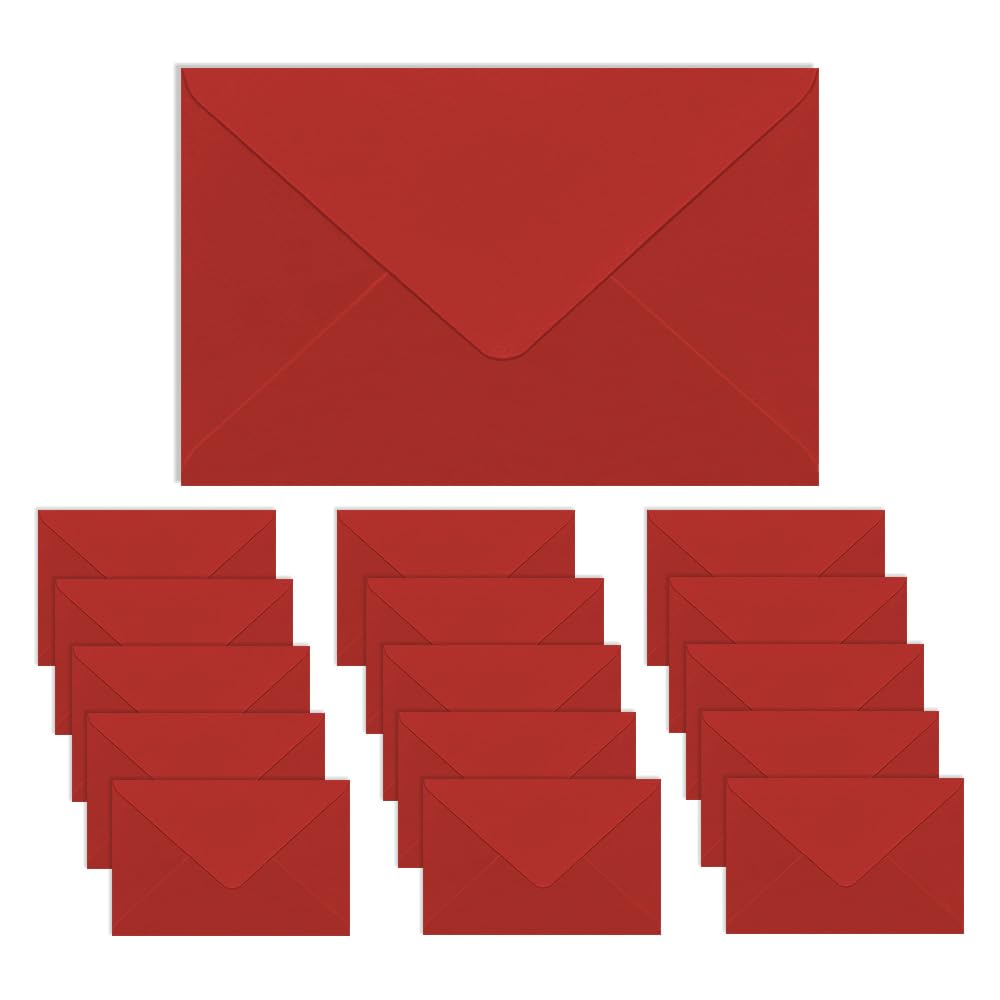 WYAN 16 Pieces Mini Envelopes, Gift Envelopes, 16 x 10,5cm, Business Premium Envelope, Classic Flap Envelope, for Gift, Greeting Cards,Wedding, Invitation (Card and Glue not Included, Bright Red)