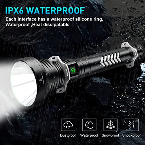 Cinlinso Flashlights High Lumens Rechargeable, 200000 Lumens Super Bright Led Flashlight With Shoulder Strap, 5 Light Modes, Ipx6 Waterproof, Powerful Flash Light For Hu∩Ting, Camping, Emerge∩Cies #TOP6