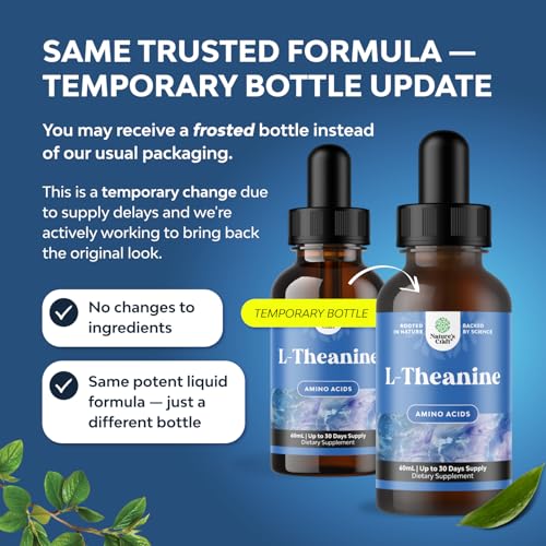 Image of High Absorption L-Theanine Liquid Drops - Nootropic Focus Supplement with L Theanine 200mg Per Serving and Chamomile Extract Supplement for Adults and Kids Relaxation and Focus - 2 Fl Oz