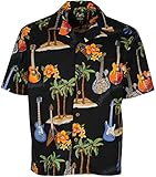 Benny's Guitars and Islands Men’s Hawaiian Shirt L Black