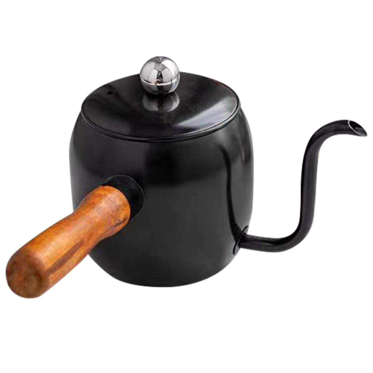 VILLCASE Hervidor de Cuello de Cisne Eléctrico 500ml de Acero Inoxidable Mango de Madera para Oficina y Familias Diseño Moderno y Textura