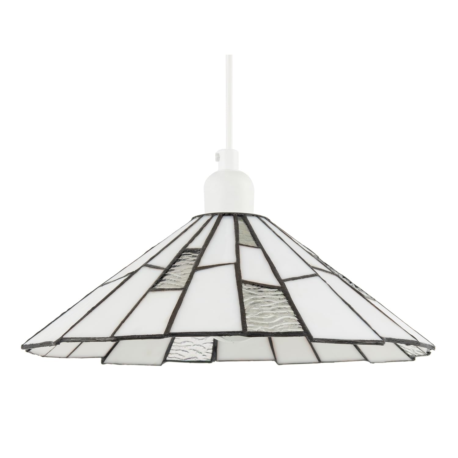Happy Homewares Contemporary White Tiffany Pendant Light Shade With Clear Accents from B&Q