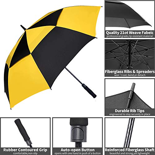 Image of MRTLLOA Automatic Open Golf Umbrella, 62 /68 Inch Extra-Large Oversized Double Canopy Vented Windproof Waterproof Stick Rain Golf Umbrellas for Men and Women