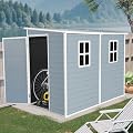 4x8 ft Outdoor Resin Storage Shed with Floor and 2 Windows, Lockable Double Door Resin Sheds with Vents, Waterproof Garden Shed for Backyard, Patio, Lawn, All-Weather Tool Sheds, Grey