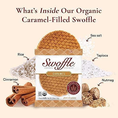 Miniatura 8 de Swoffle - Stroopwafels orgánicos certificados sin gluten - Relleno de caramelo y vainilla francesa  (12) waffles envueltos individualmente, (6) de