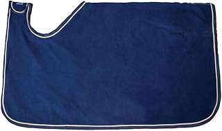 Dura-Tech Polar Fleece Quarter Horse Sheet with Tan Braid | Color Navy | Size 61 | Keeps Horse & Rider Warm | Anti-Pill Polar Fleece | Secure Hook & Loop Closure | Classy Tan Braid Detail