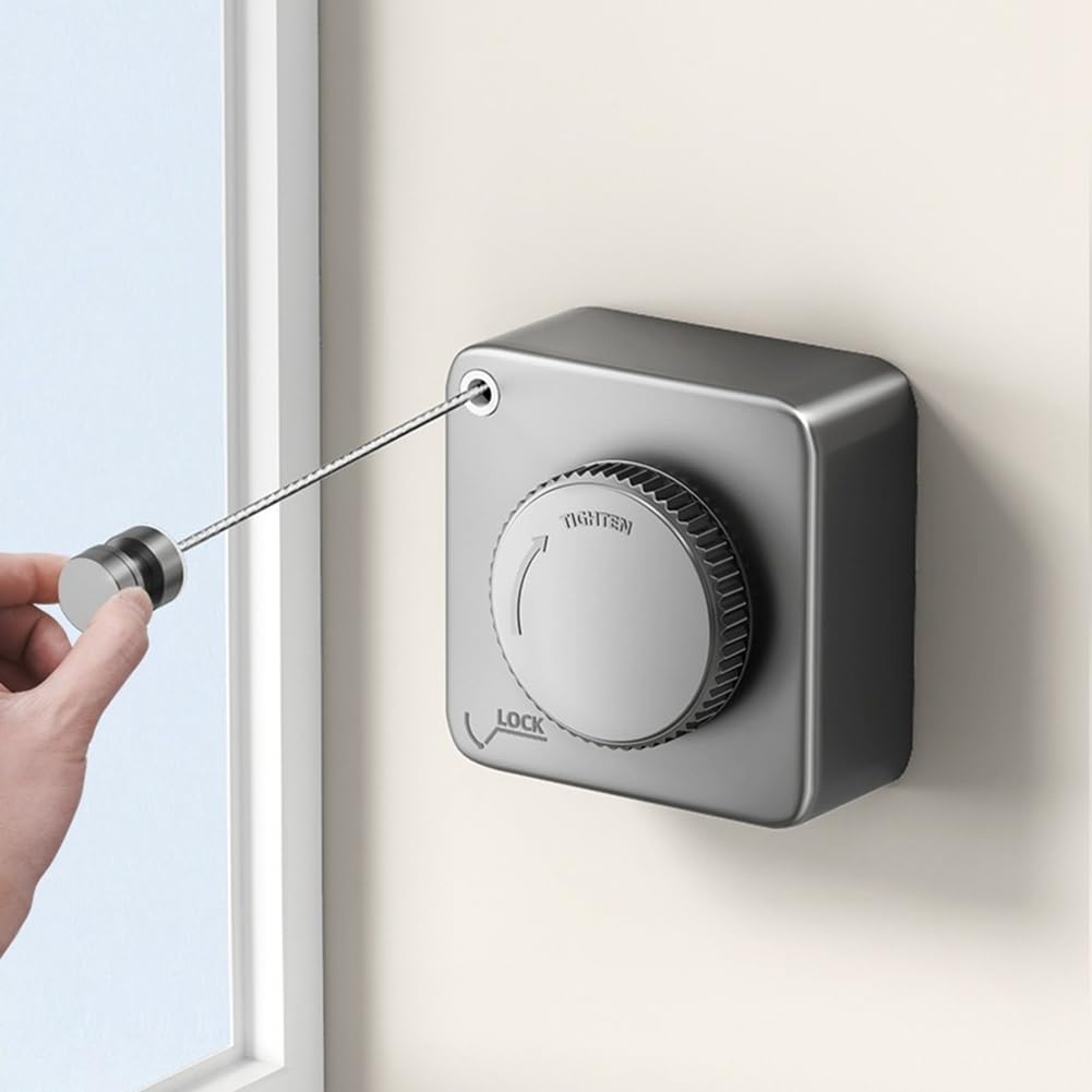 Bloepum Wall-Mounted Retractable Clothesline Laundry Hanger Clothes Drying Rack Stretchable Clothes Line,Black