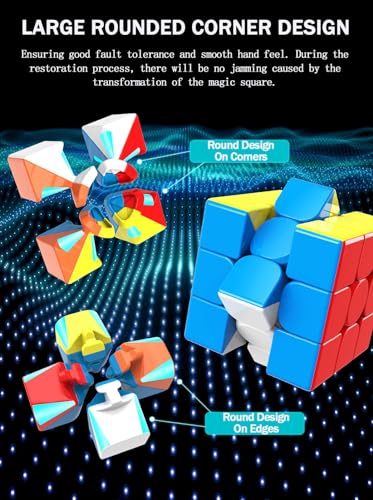 Image of CFMOUR Speed Cube 2x2 3x3 Set - Stickerless 2C+3C Magic Cubes Pack Bundle | Moyu Meilong, Fast Turning, Smooth, Durable, Brain Teaser, Birthday Party Gift, Vivid Colour, Puzzle Game Toy for Kids&Adults