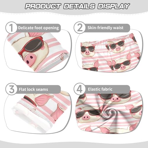 Cute Pigs Girls' Leggings Toddler Doodles Pink Stripes Kids Yoga Pants Dance Active Tights 4T3