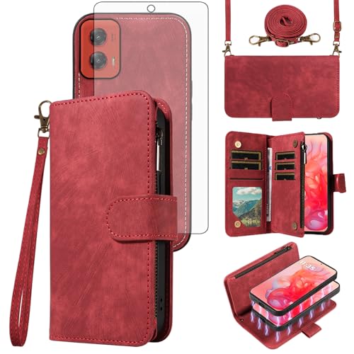 Coque Moto G Stylus 5G 2024 avec fermeture éclair magnétique et bandoulière amovible G5