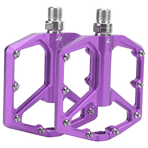 Pedales de Bicicleta de Montaña, Pedales de Aleación de Aluminio con de Rodamiento DU para Bicicletas de Montaña y Bicicletas de Carretera (Purple)
