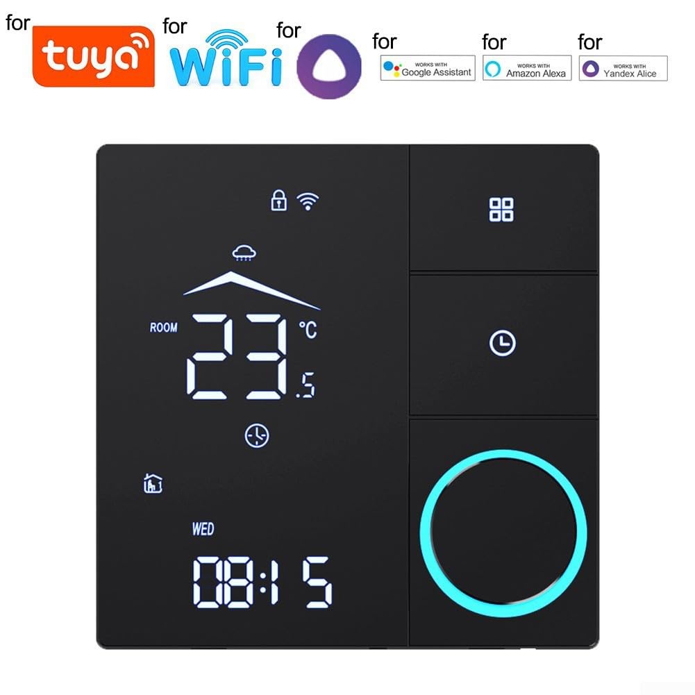 Controlador inteligente de temperatura WiFi para calefacción por suelo radiante y agua, termostato de pantalla táctil LCD con control remoto de aplicación, temporizador y bloqueo infantil