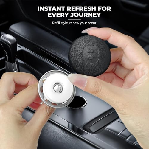 Image of Keyzone Premium Leather Key Cover & AC Vent Car Perfume Combo (4 Fragrances) | Compatible for Suzuki Victoris, Dzire, Ertiga 3 Button Smart Key. (Black)