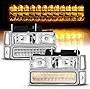 ACANII - For 8PC 1994-1999 Chevy Silverado Tahoe Suburban Headlights Lamps+LED Bumper+Signal Corner Lights Left & Right