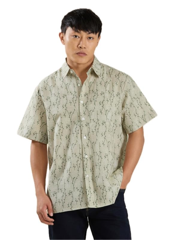 Image of MARK & ALBERT Men's Half Sleeve Linen Slim Fit Shirt