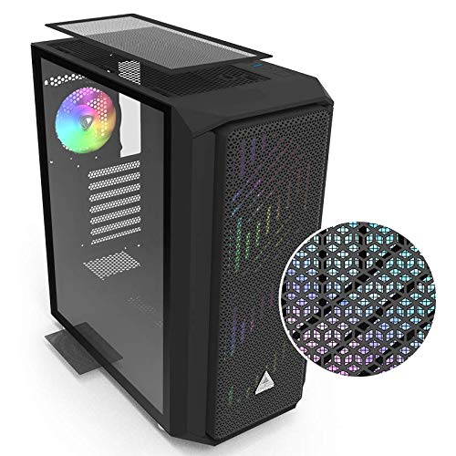 Montech Air X ARGB - Black ATX Mid-Tower Case/ Super High Airflow/ Tempered Glass Side Panel, Pull Out Glass/ Metallic Diamond Mesh Front Panel/ 200 mm ARGB Fans2 & 120mm ARGB Fan1 Pre-Installed