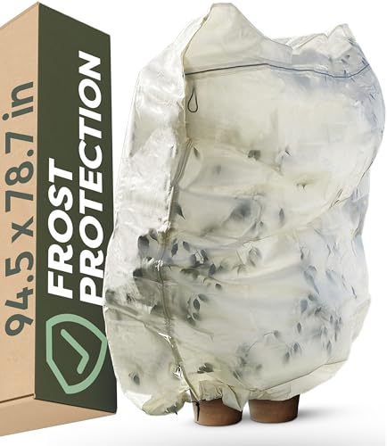 Praknu Plant Covers Freeze Protection 79?x95? - Extra Large - Winter Blanket with Drawstring & Zipper - Thickened Frost Cloth for Outdoor Plants, Trees & Shrubs