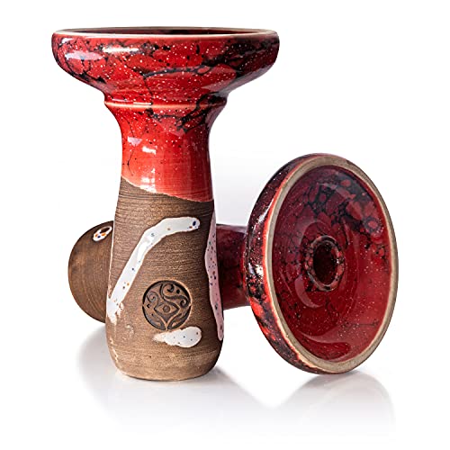 ORACLE HOOKAH® Phunnel Shisha Kopf - Tabakkopf Wasserpfeife Tonkopf - Bowl für HMD & Smokebox (Rot-Marmor)