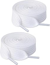 EXQUIMA White Laces for Trainers,Premium Trainer Shoe String, Suitable for Trainers Sports Canvas Casual Shoes Durable Polyester Trendy Retro(1 Pair,White)