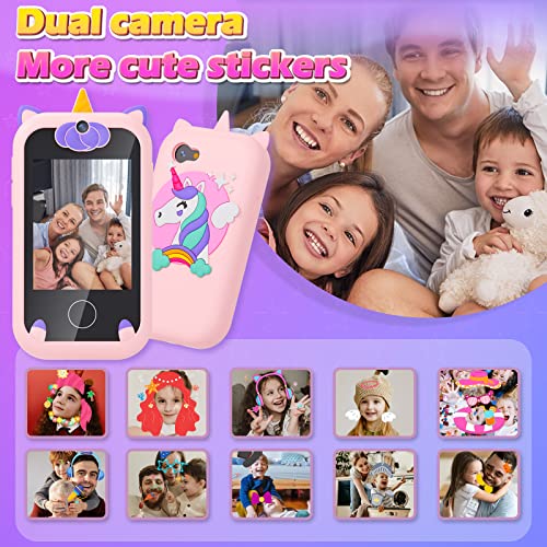 Lizzbey Kids Phone Toddler Toys For Girls Age 3-8,Birthday Unicorns Gifts For Girls Age 3-6,Portable Touchscreen Learning Toy For 3 4 5 6 7 8 Year Old Girl With Camera 8G Sd Card #TOP2