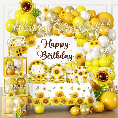 297pcs Sunflower Birthday Decorations-Serves 25,...