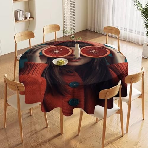Nappe ronde imperméable pamplemousse lavable pour table de repas - 4