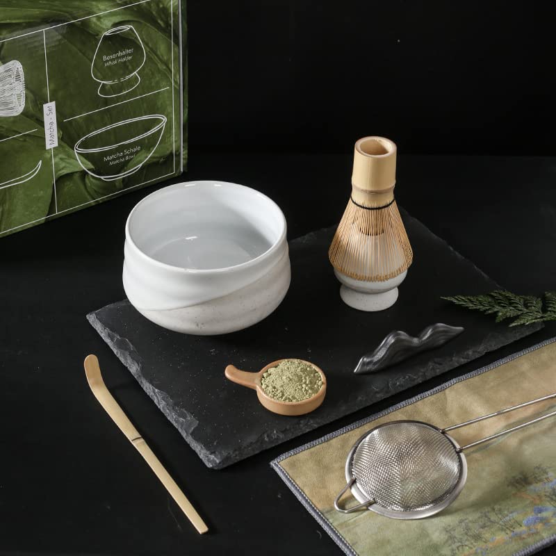 4 Pezzi Set Matcha Giapponese Frusta cucchiaino Set da tè Negozio di Bevande per Interni Strumenti per la Preparazione del tè Accessori Utensili da Cucina