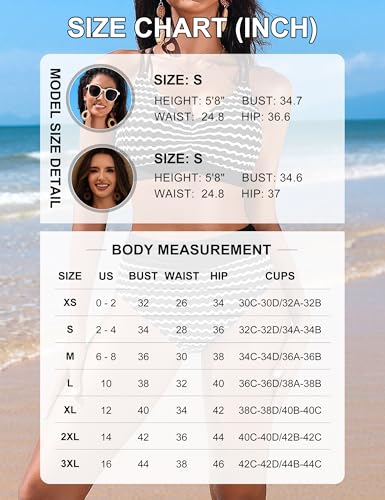 Image of Blooming Jelly Womens High Waisted Bikini Sets Striped Tummy Control Swimsuits Color Block Two Piece Bathing Suit