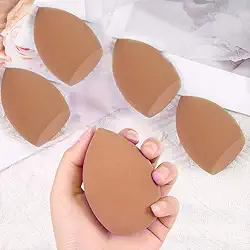Esponja profissional de maquiagem 3 peças, esponja macia em forma de gota de água, esponjas corretivas, ferramentas de beleza para maquiagem facial, marrom