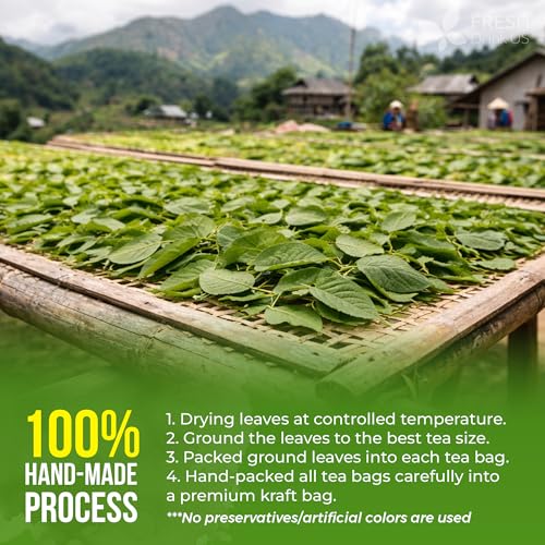 Image of FreshDrinkUS Premium 75 Mulberry Leaf Tea Bags, 100% Natural & Pure. Loose Leaf Herbal Tea. Made with Natural Material Tea Bags. No Sugar, No Caffeine, No Gluten, Vegan