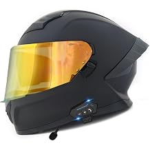 Full Face Bluetooth Motorcycle Helmets FMVSS 218 DOT Approved,Flip Up Cool Street Helmet for Motocross Cruiser Moped,Removable Lining,Double Visor,Adult Unisex,M-XXL