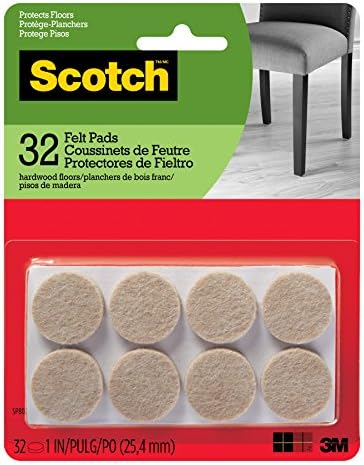 Scotch Felt Pads, Felt Furniture Pads for Protecting Hardwood Floors, Round, 1 in. Diameter, Beige, 32 Pads